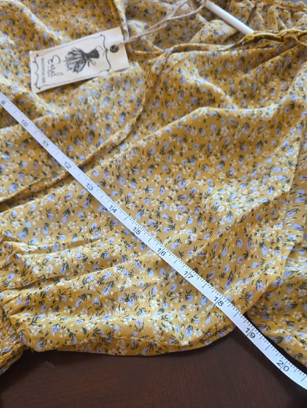 Easel Yellow Floral Ruffle Top - Picture 9 of 14